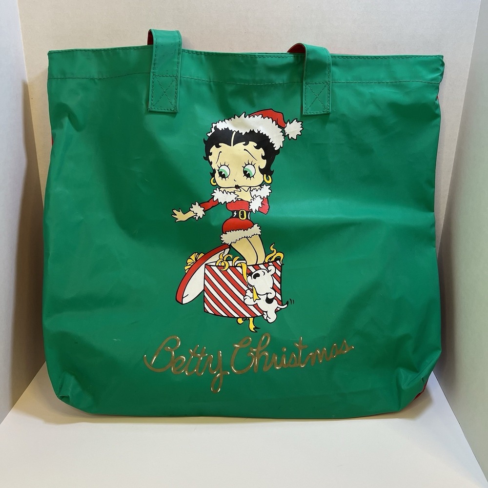 Vintage‎ Betty Boop Christmas tote bag 16.5" x 16.5" Green/ Red